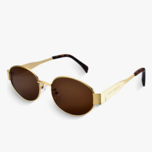 Óculos De Sol Oval Feminino Saint Germain Capri Marrom Oval Dourado Marrom Dourado E Marrom