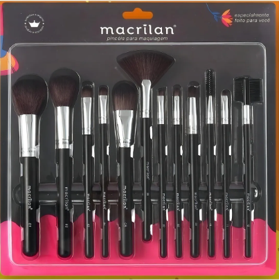01 Kit - De 12 Pincéis Para Maquiagem Macrilan Kp9-1a