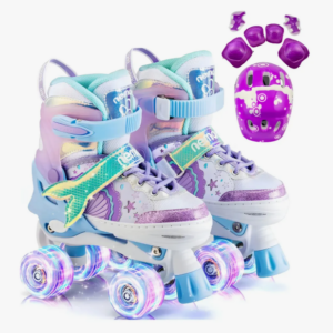 Patins 4 Rodas Com Led Patins Infantil Menina + Kit Proteção