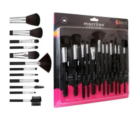 01 Kit - De 12 Pincéis Para Maquiagem Macrilan Kp9-1a - Imagem 4