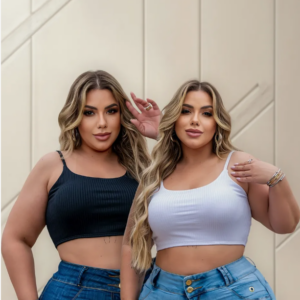 Kit 2 Tops Plus Size Feminino Sem Bojo Reforçado Modelador