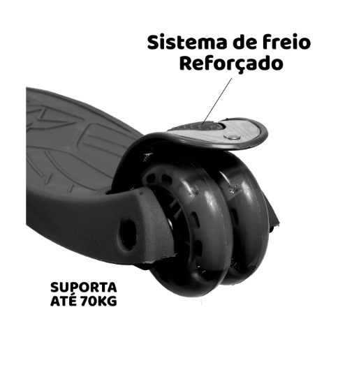 Patinete Infantil AMG Ajustável 4 Rodas LED Preto Até 70kg - Imagem 5